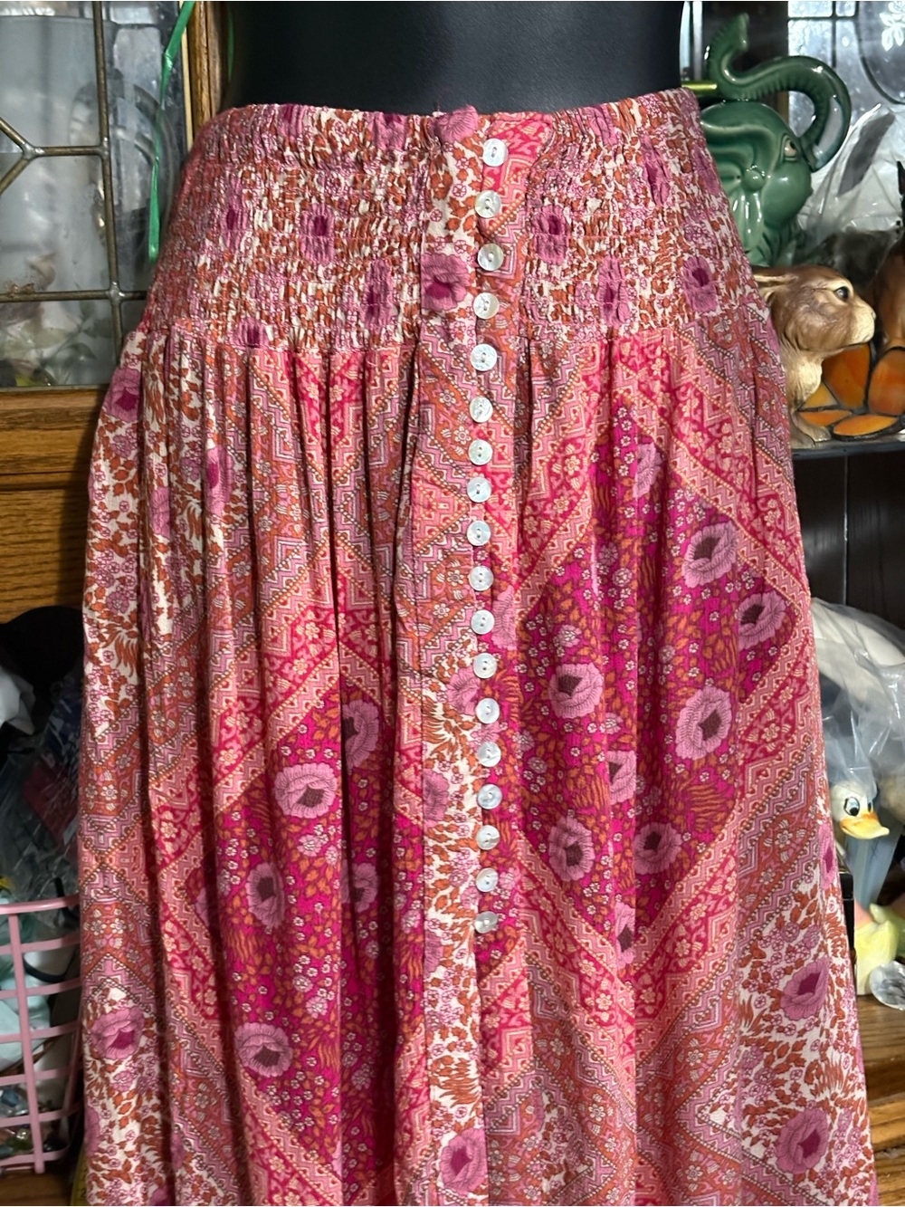 Christian Siriano New York pink paisley mixed-print maxi skirt xl - Picture 8 of 12